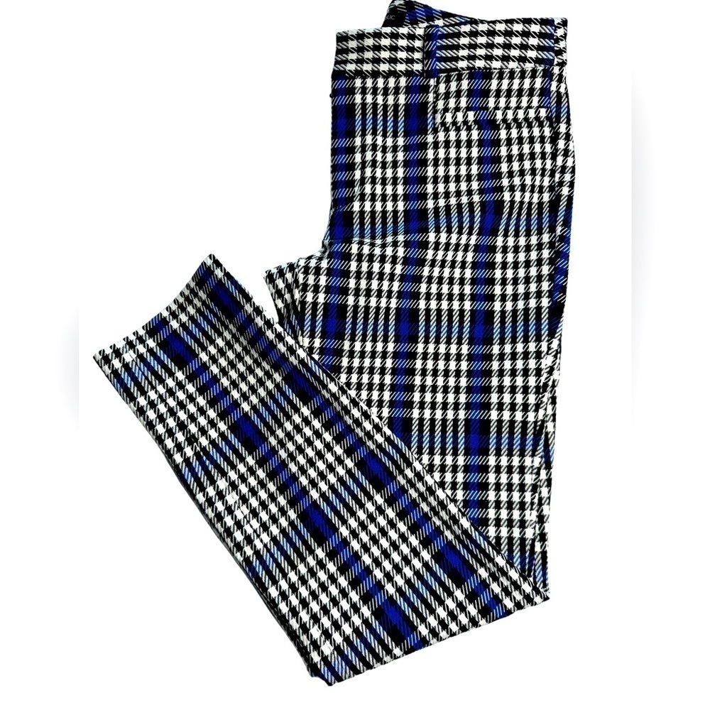Banana Republic Sloan Plaid Dress Pants Blue Black White Glen Check‎ Size 2
